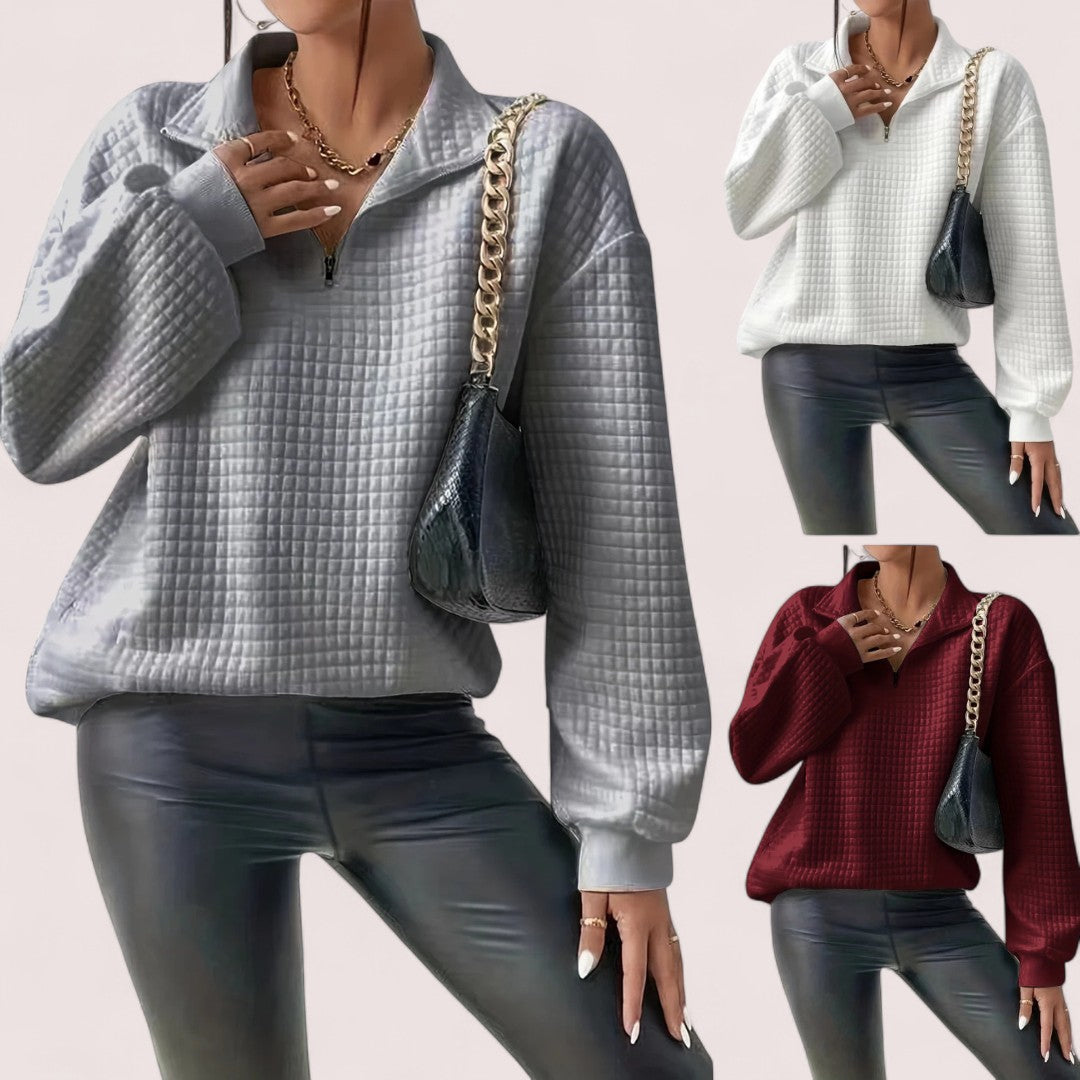 Lindholm Butik | Chic Vaffletröja med Dragkedja