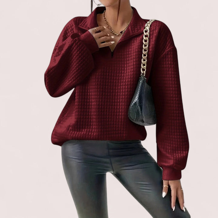 Lindholm Butik | Chic Vaffletröja med Dragkedja