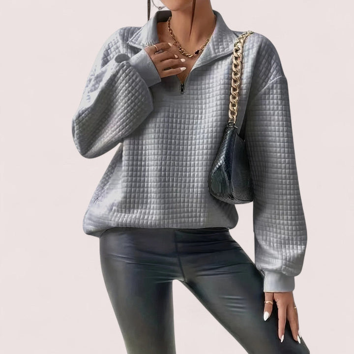 Lindholm Butik | Chic Vaffletröja med Dragkedja